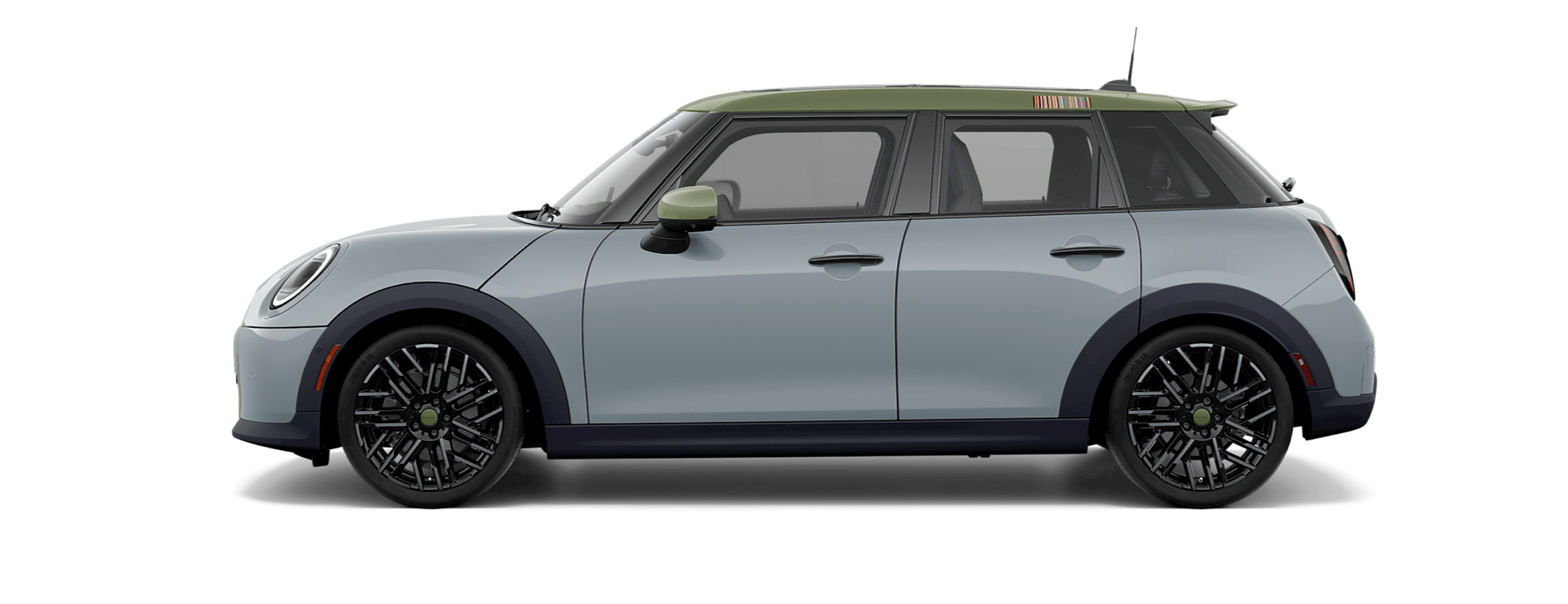 Side-view of a MINI Cooper 4 Door Paul Smith Edition in Statement Grey.