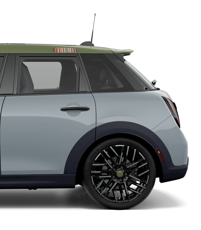 Side view of the rear half of the MINI Cooper 4 Door.